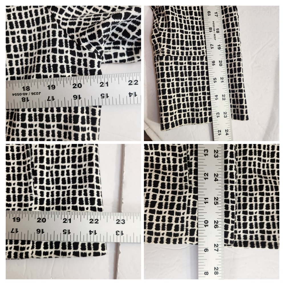 Chico's 2 Womens Large Black & White Geo Print Lace Blazer Jacket Office Stretch - Picture 6 of 7